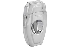 Xikar VX2 V-Cut Cigar Cutter with Stainless Steel Blades & Secure Lock, Brushed Silver | Clips up to 70 Ring Gauge Cigars | 64 RG Bowl Spring-Loaded Cigar Snipper | Cigar Accessories for Aficionados