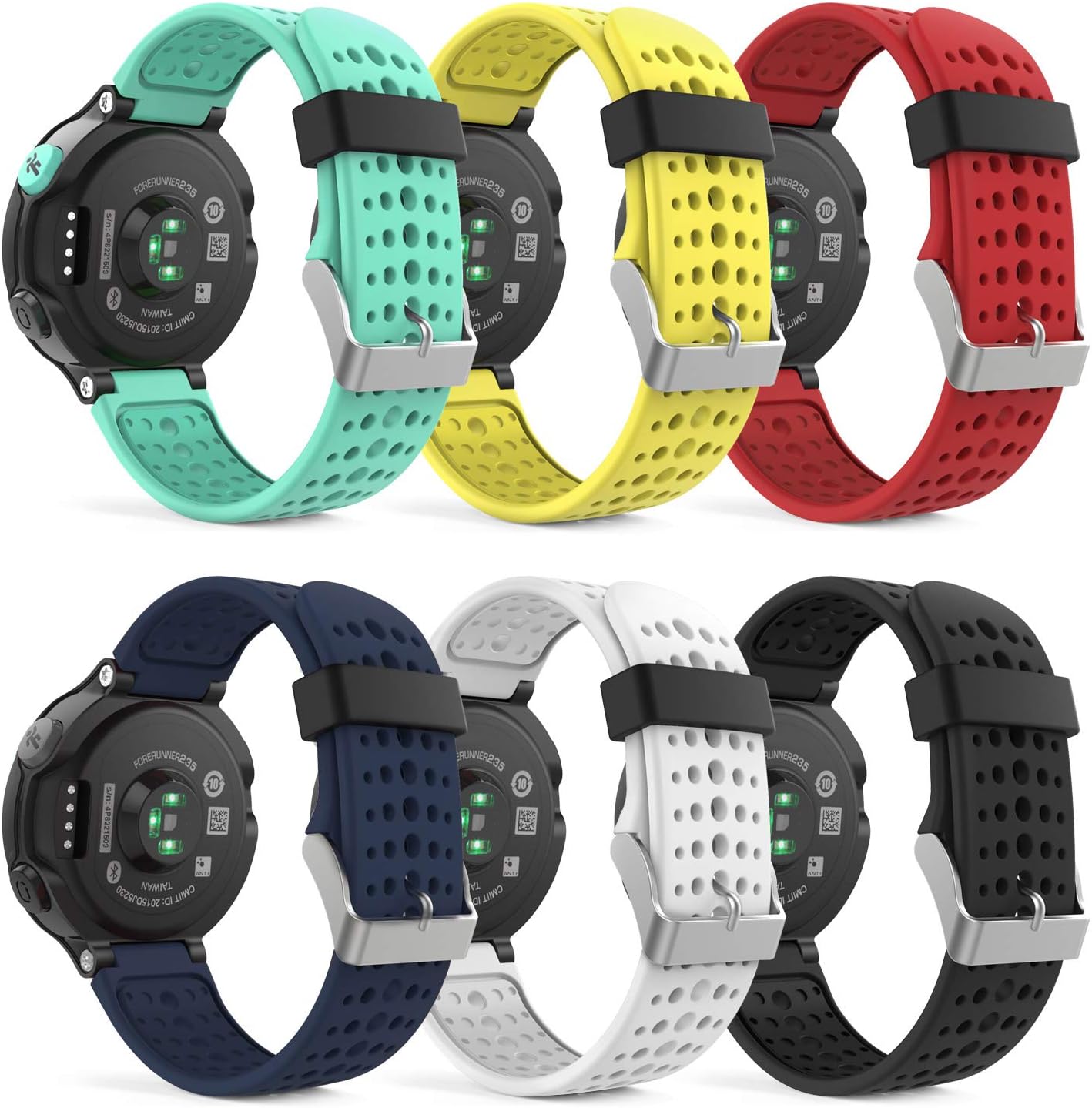 MoKo Forerunner 235/220 / 230/620 / 630/735 Correa - [6Packs] Reemplazo Suave Silicona Watch Band Deportiva Accessorios de Reloj Pulsera Ajustable con ...