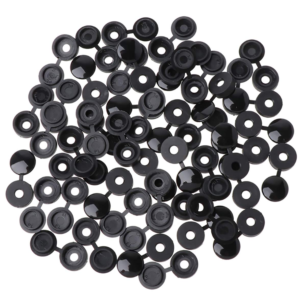50Pcs Screw Covers Hinged Plastic Screw Caps Folding Snap-on Flip Tops Covers Fit M4 Screw Protector for Furniture Decorative (Black)