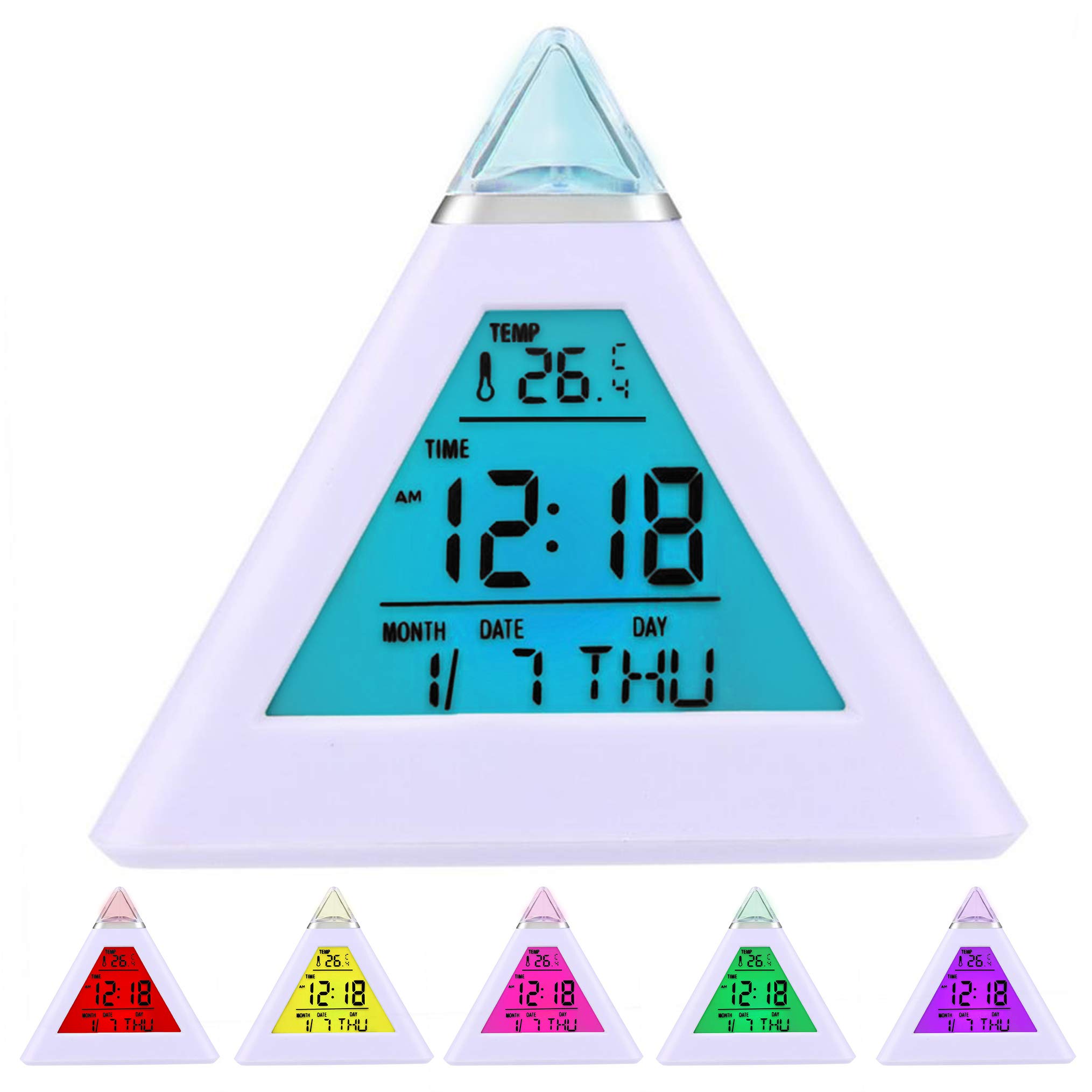 Digiflex 7 LED Pyramid Colour Changing Digital Alarm Clock