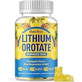 Lithium Orotate Gummies 5mg, Low Dose Lithium Supplements with Magnesium & NAC for Mood & Stress Relief, Gentle & Highly Absorbable, Sugar Free, Vegan, Pectin, Pineapple, 60 Chews
