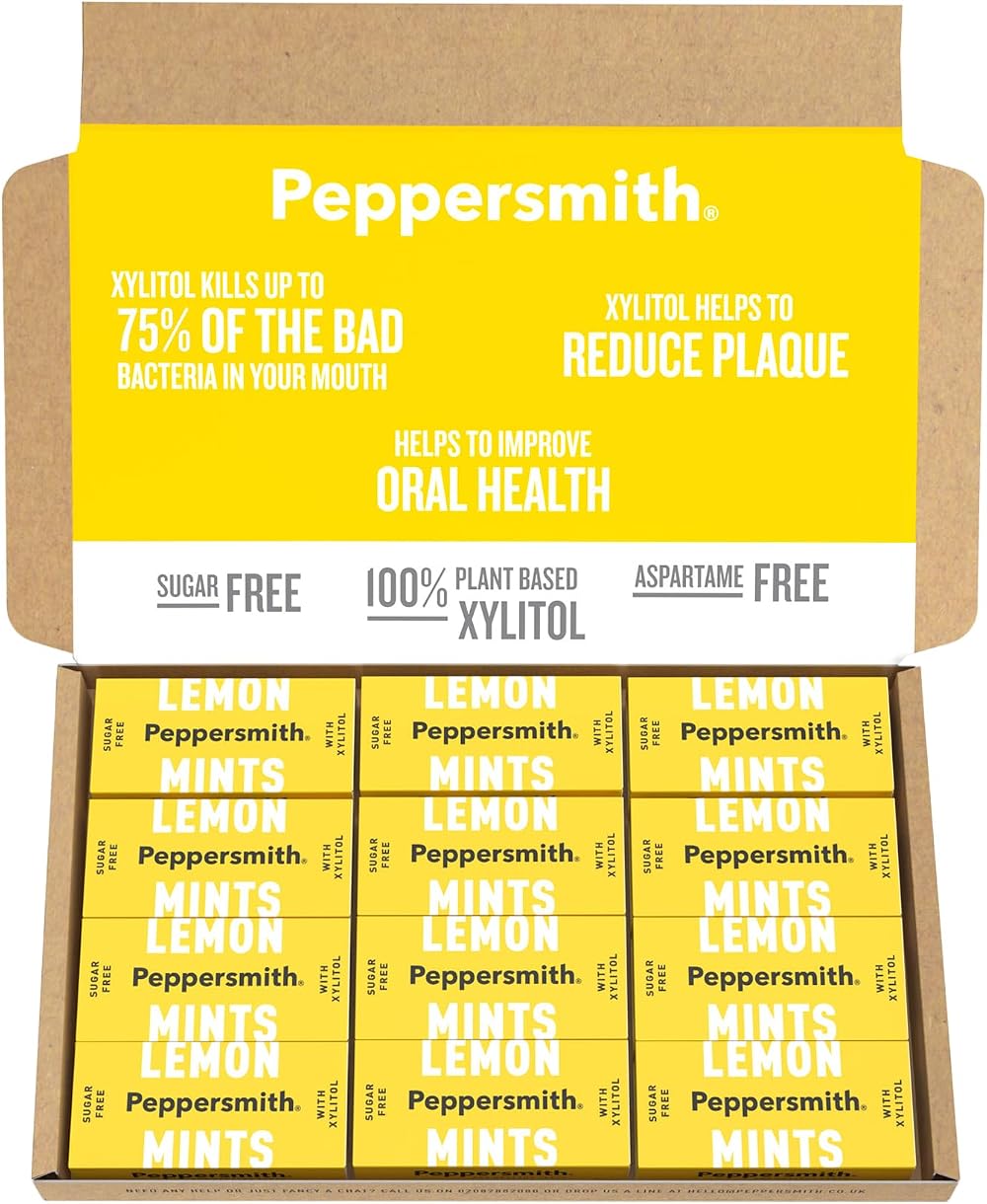Peppersmith Sicilian Lemon Mints 12x15g Sugar Free Xylitol Vegan