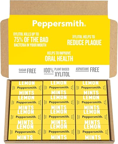 Peppersmith Sicilian Lemon Mints 12x15g Sugar Free Xylitol Vegan