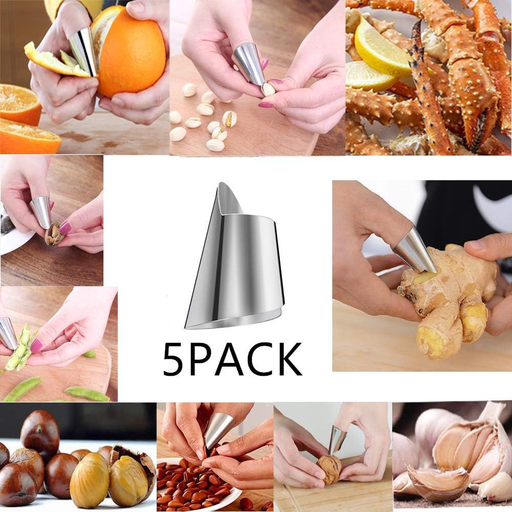 5 PiecesHand Finger Protector,Peelers for Nuts,Lobster,Seafood Sheller for Crab Legs,
