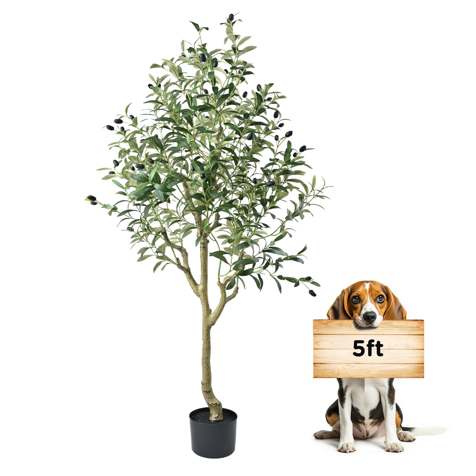 Photo 1 of ***broken pot*** 2 split branch*** Geniff Artificial Olive Tree 5FT Olive Tree Indoor Floor Plant with 1482 Leaves Lush Large Artificial Plant Faux Olive Plant for Corner Bedroom Livingroom Patio Office