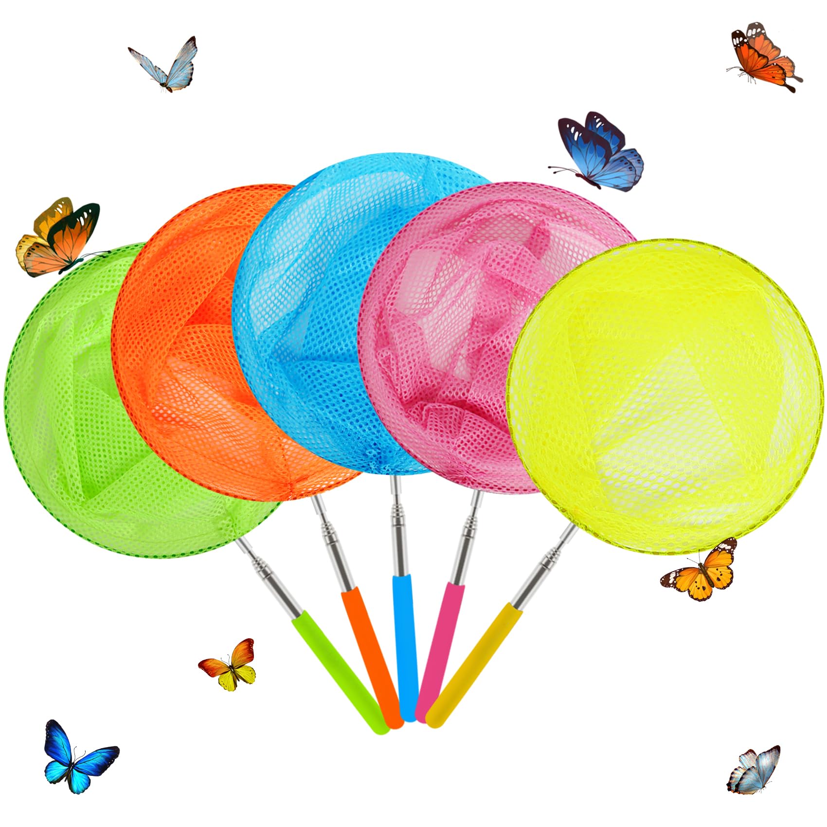Photo 1 of Skrtuan Telescopic Butterfly Fishing Net for Kids - 34" Extendable Outdoor Bug & Insect Catcher with Anti-Slip Grip, Fish & Ladybird Tools (5-Pack)