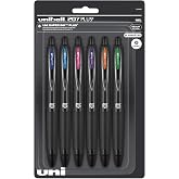 uni-ball&reg; 207 Plus+ Retractable Gel Pens, Medium Point, 0.7 mm, Black Barrel, Assorted Ink, Pack Of 6 Pens