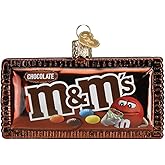 Old World Christmas M&M'S Milk Chocolate Glass Blown Ornament for Christmas Tree, Handcrafted Holiday Decoration, Candy Brand Collection