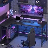 Bestier 58 Inch L-Shaped Gaming Desk with RGB Lights and Outlets view 7