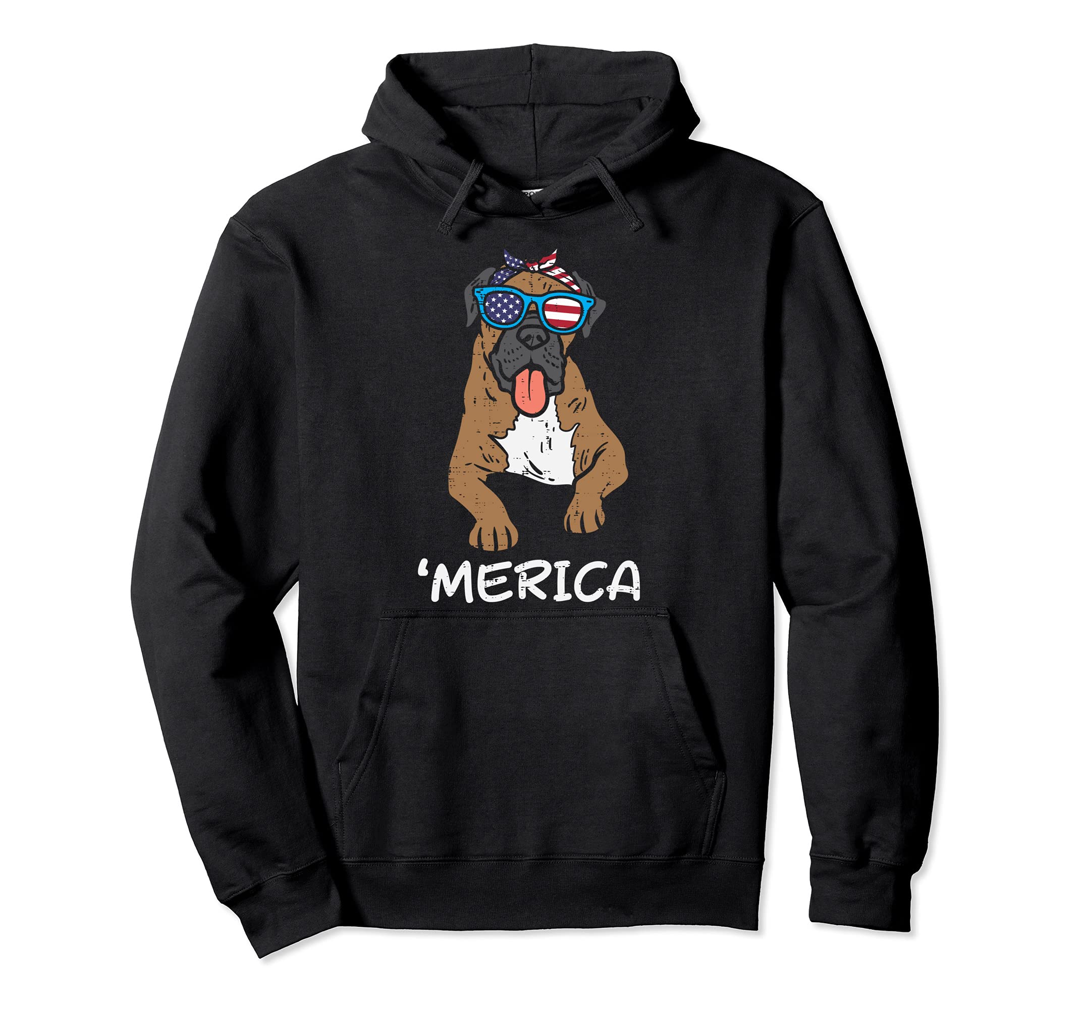 Merica Boxer Dog American USA 4th Of July Fourth Dog Women Pullover Hoodie