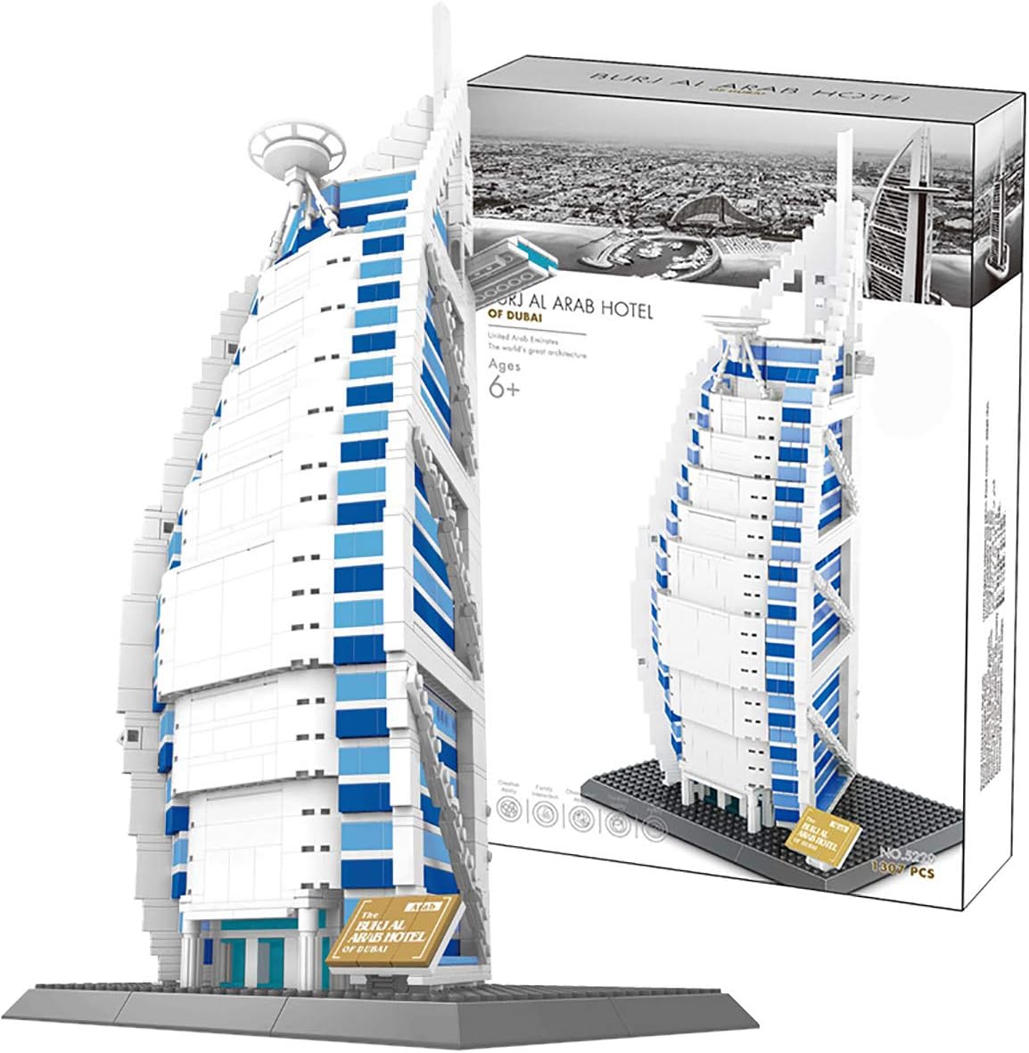 FIZZENN Educational Toys World Famous Architecture Dubai Burj Al Arab (Sailing Hotel) Building Blocks Sets Classic Model Gift Toys for Kid And Adult