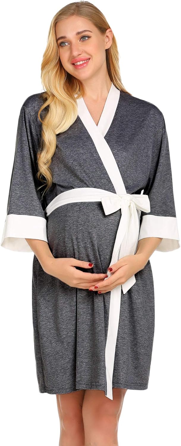 Ekouaer Maternity Nursing Robe Delivery Nightgowns Hospital Breastfeeding Gown at  Women’s Clothing store