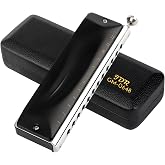 JDR GM0648 Chromatic Harmonica C Key, 12-Hole 48 Tones, | Professional Chromatica Mouth Organ Harp for Adults Beginners with Protective Case, Black