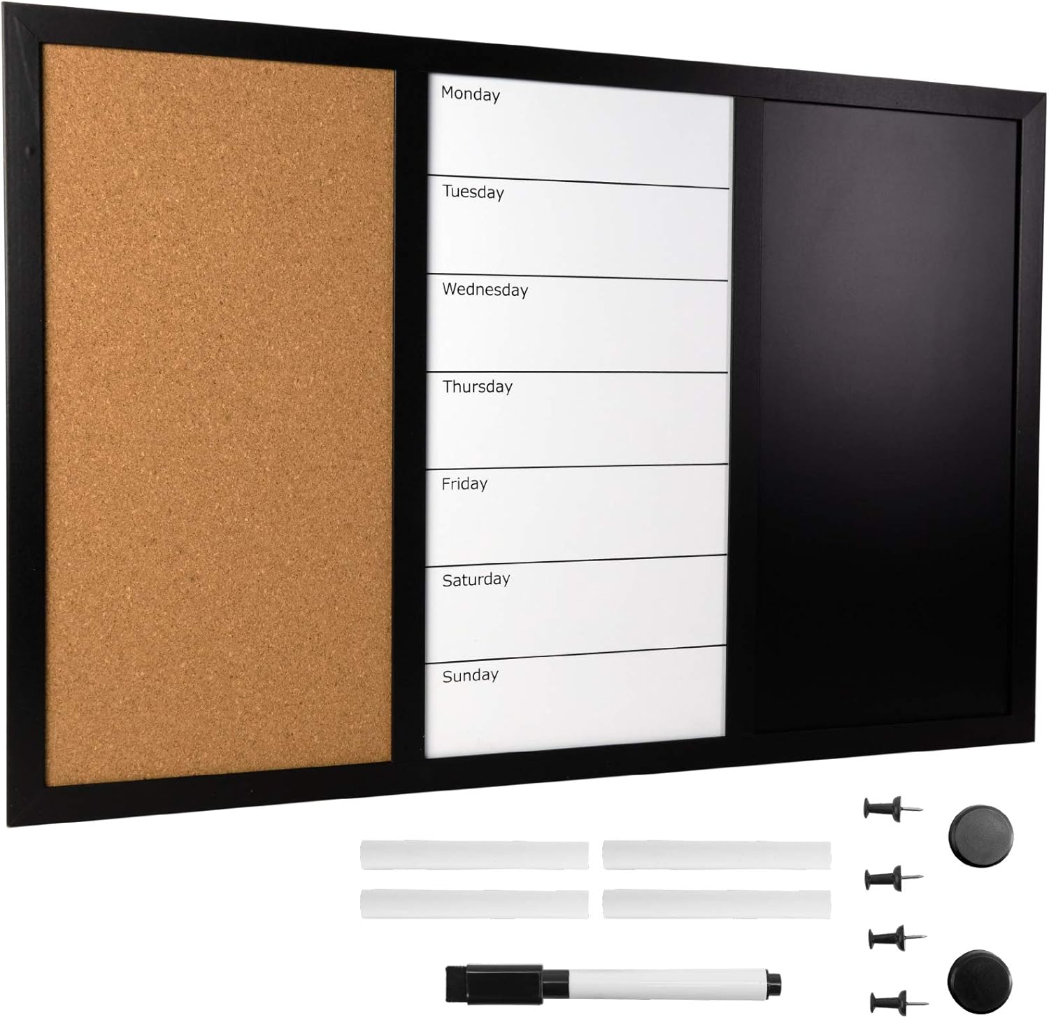 Wall Board Combo Whiteboard Corkboard & Chalkboard
