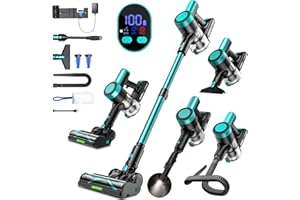 Cordless Vacuum Cleaner, 58Kpa/55Mins Vacuum Cleaners for Home, Stick Vacuum with Self-Standing & LED Display, Anti-Tangle & 