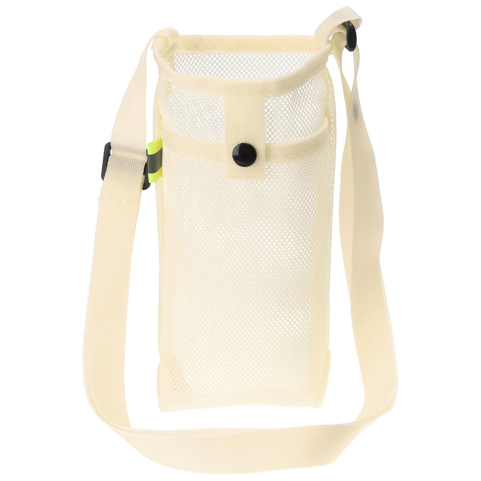 PATIKIL 22mmx13mm Water Bottle Bag, Mesh Portable Bottle Holder Carrier Adjustable Shoulder Strap for Sports Hiking Camping, Beige