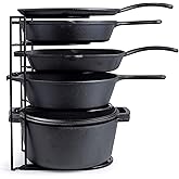 Cuisinel Heavy Duty Pots and Pans Organizer - Extra Large 5-Tier Rack - Holds Cast Iron Skillets, Dutch Oven - Durable Construction - Space Saving Kitchen Storage - No Assembly Required - Black 15.4"