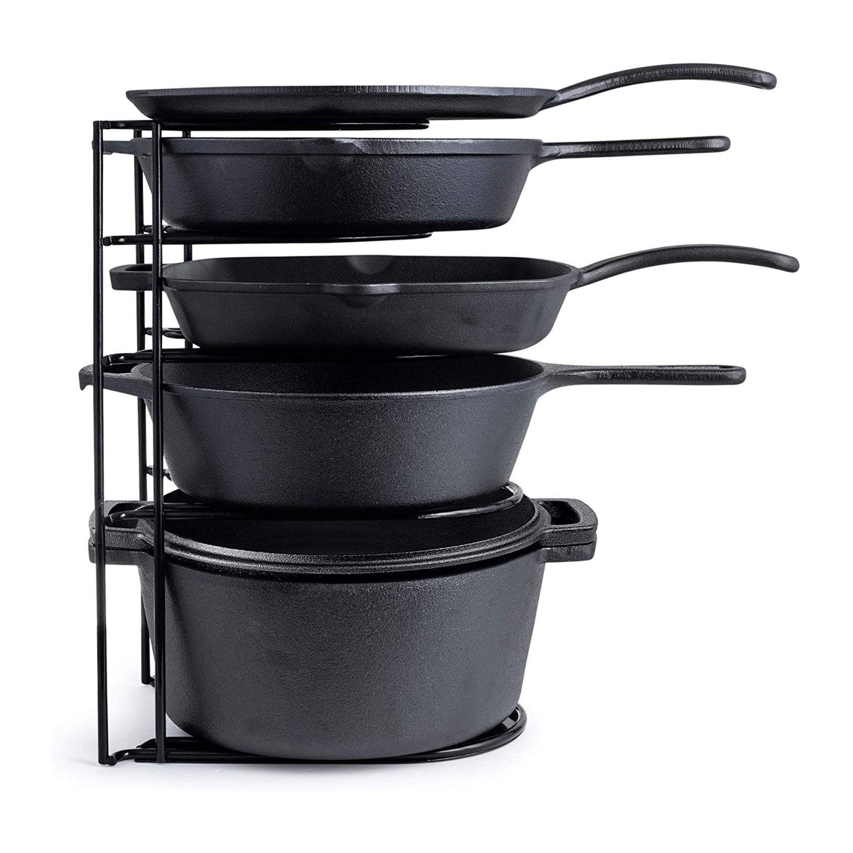 Cuisinel Heavy Duty Pots and Pans Organizer - Extra Large 5-Tier Rack - Holds Cast Iron Skillets, Dutch Oven - Durable Construction - Space Saving Kitchen Storage - No Assembly Required - Black 15.4" Image