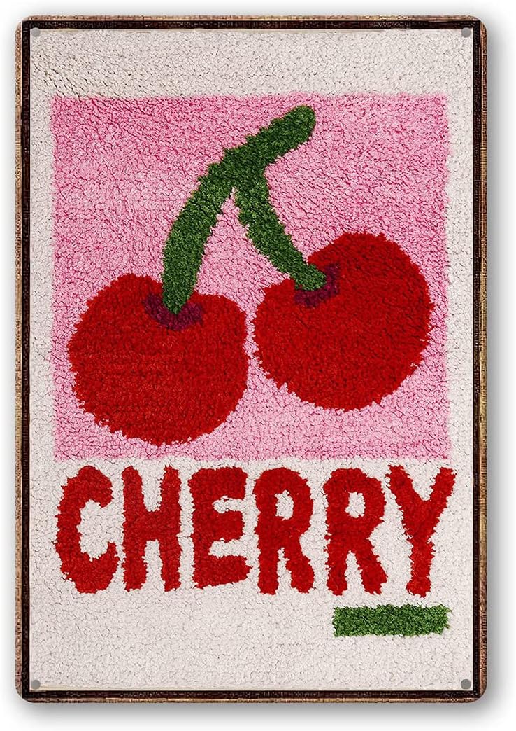 Wall Décor - Vintage Tin Sign Cherry Fruit Metal Tin Sign Wall Art Home Decor Kitchen Poster Cafe Pub Plaque 8x6 Inch