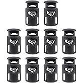 BlingKingdom 10 PCS Plastic Cord Locks, Single Hole Elastic Cord Adjuster, Spring Toggle Stopper Fastener for Drawstrings, Paracord, Bags, Shoelaces, Clothing, Tent (Black)