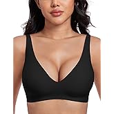 Uroagous Deep V Bras for Women No Underwire Seamless Bralettes for Women Wireless Plunge T Shirt Bra with Extender