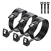 Cable Matters 3-Pack 90 Degree Right Angle SATA Cable 24 Inches (6.0 Gbps SATA III Cable, SATA Cable for SSD, SATA SSD Cable,