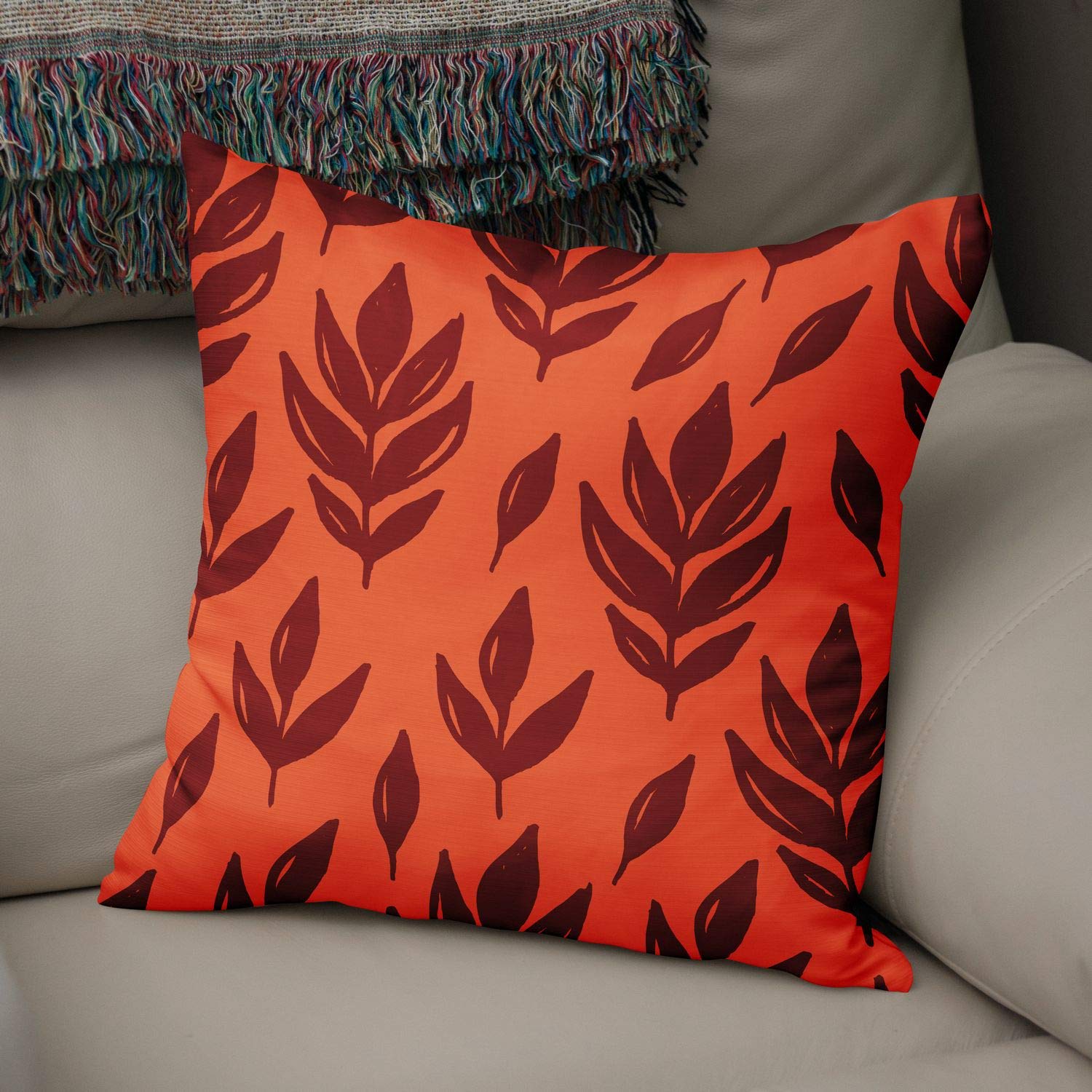 Bonamaison Decorative Cushion Cover Orange & Bordeux, Throw Pillow Covers, Home Decorative Pillowcases for Livingroom, Sofa, Bedroom, Size: 50x50 Cm - Designed and Manufactured in Turkey