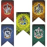 Harry Potter House Wall Banners - 20" x 12" Hogwarts House Flags Complete Decor Gifts - Gryffindor, Slytherin, Hufflepuff, Ra