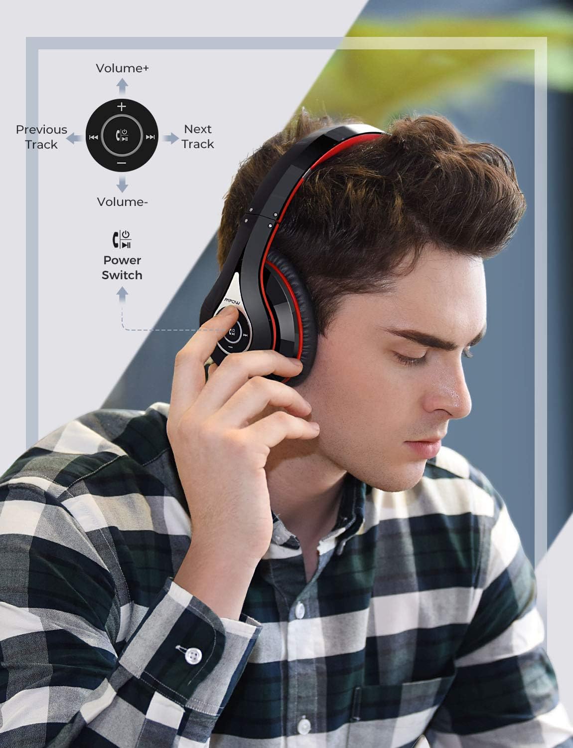 Mpow 059 Bluetooth Headphones Over Ear, Hi-Fi Stereo Wireless Headset, Foldable, Soft Memory-Protein Earmuffs, w/Built-in Mic Wired Mode, for Online Class, Home Office, PC/Cell Phones/TV: Electronics