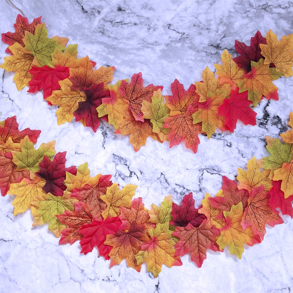 Supla 500 Pcs 10 Colors Assorted Fake Silk Autumn Maple Leaves Bulk Artificial Fall Leaf Foliage