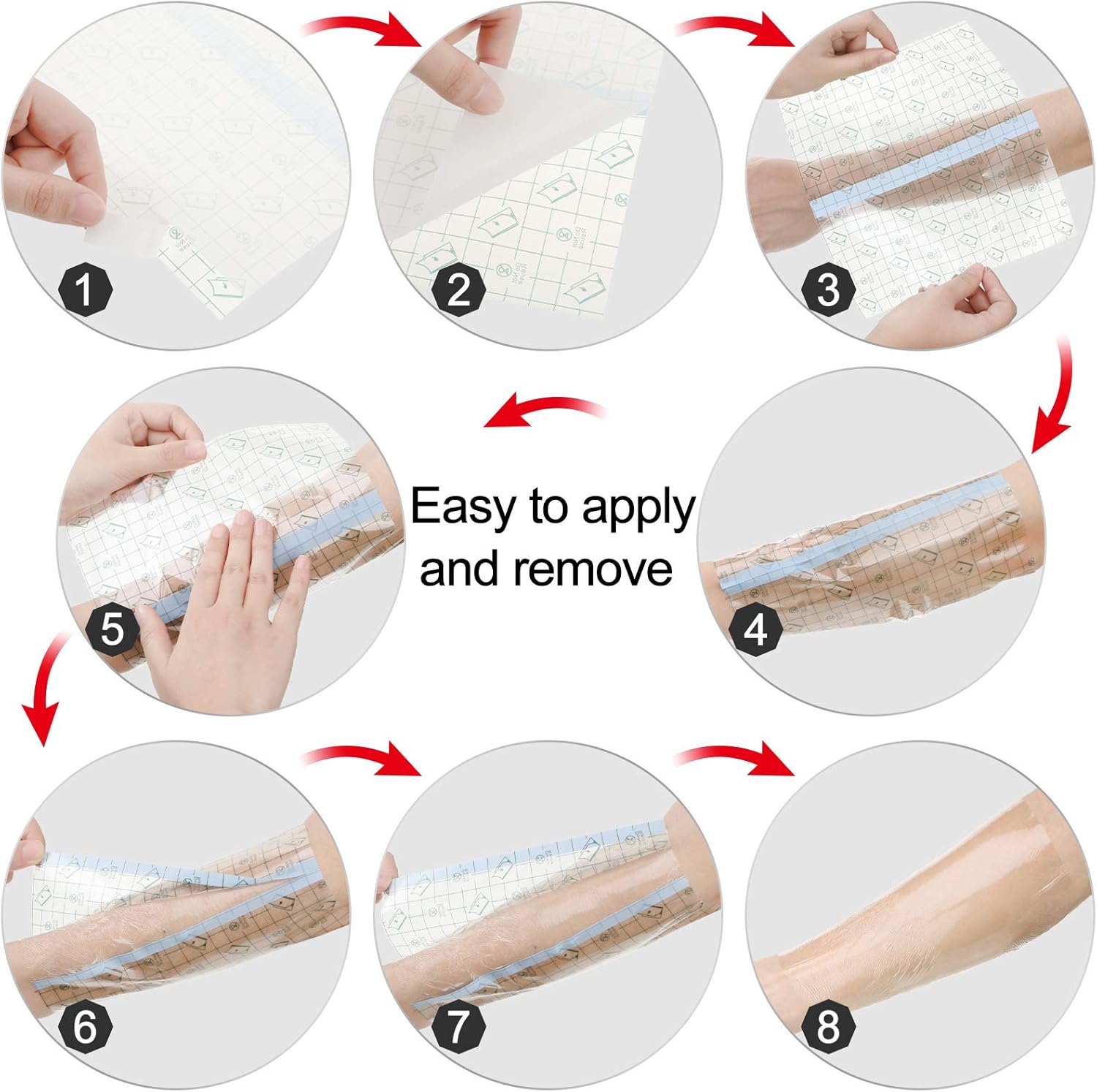 Waterproof Bandages Transparent Stretch Adhesive Bandage Covers for Shower Swimming Protector Disposable Clear Film Dressing Tape 9 x 9 Inch (32): Health & Personal Care