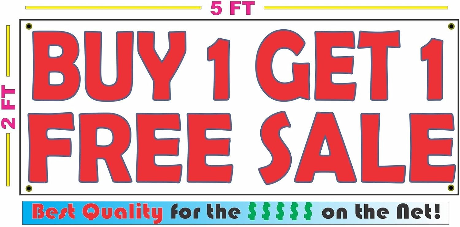 amazon com buy one get one free sale 2x5 banner sign office products amazon com