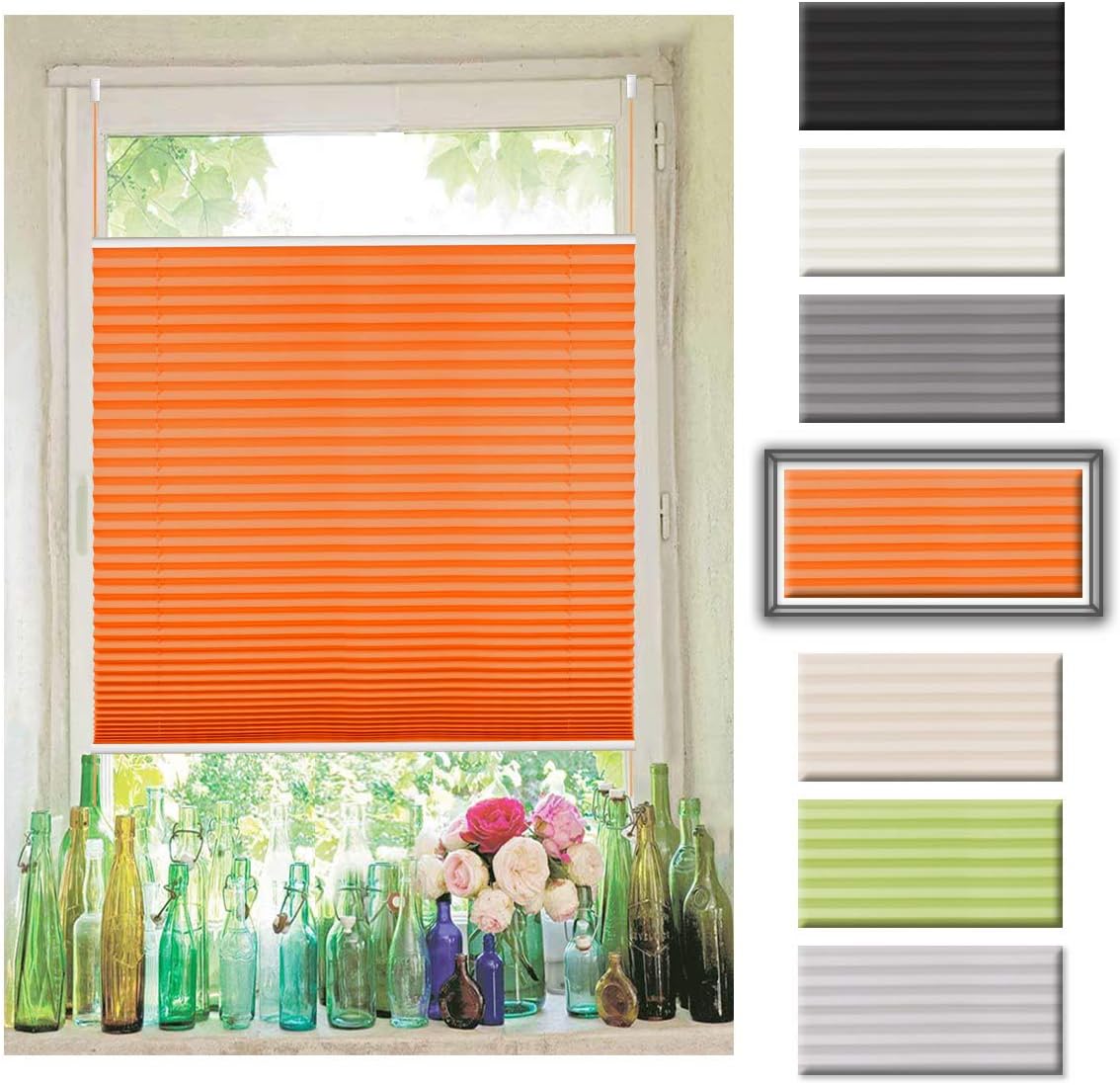 Amazon De Atlaz Easyfix Plissee Rollo Faltrollo Ohne Bohren Klemmfix Fur Fenster 85x130cm Bxh