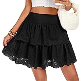 Kate Kasin Pleated Mini Skirt for Women High Waist Flowy Ruffle Layered Flared Y2K Teen Spring Summer Short A Line Skirts