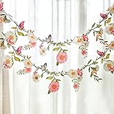 SUNBEAUTY Garden Party Flower Banner Reusable Wildflower Garland for Enchanted Garden Woodland Tropical Theme Wedding Baby Shower Birthday Tea Supplies Girl Decorations - 2 Pcs
