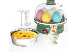 Macook Electric Egg Cooker with 304 Stainless Steel Tray, 7 Egg Capacity, Manual Control with Indicator Light, Hard Boiled Eg