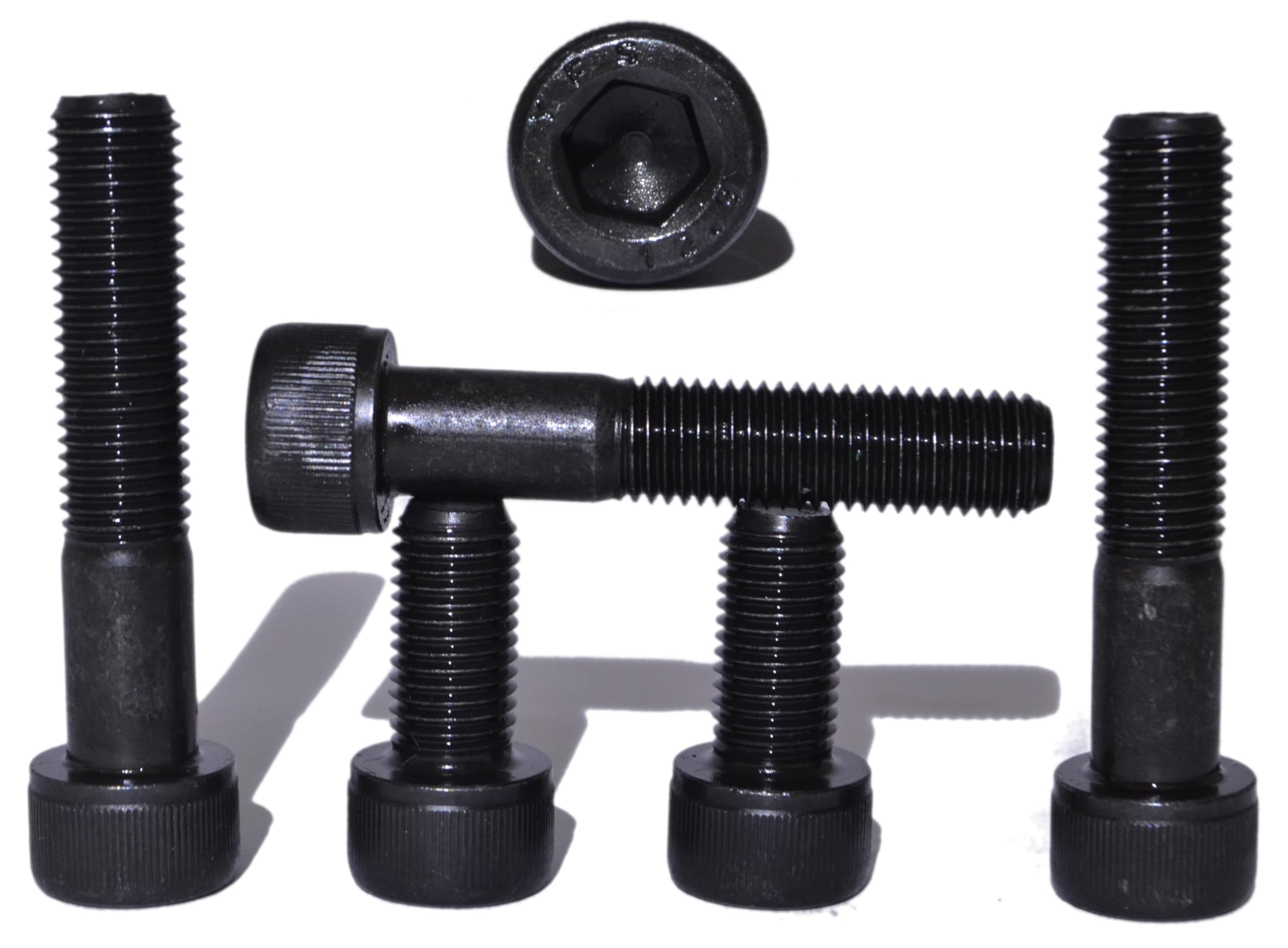 RADSO M10 1.25 Pitch Black Hex Socket Cap Screws - 12.9 Grade High Tensile - Self Colour Allen Bolts DIN 912 - Metric Fine Pitch - Length 65mm - Pack of 4