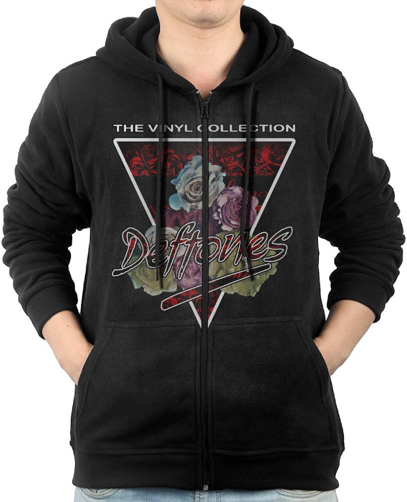 Men's Deftones The Vinyl Collection Zip Hoodie Sweatshirt With Kangaroo Pocket