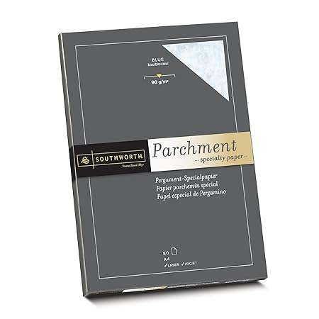 Southworth 90190 Pergament Papier 25% Baumwolle, DIN A4, blau, mit Wasserzeichen 90g/qm, 80 Blatt im Karton
