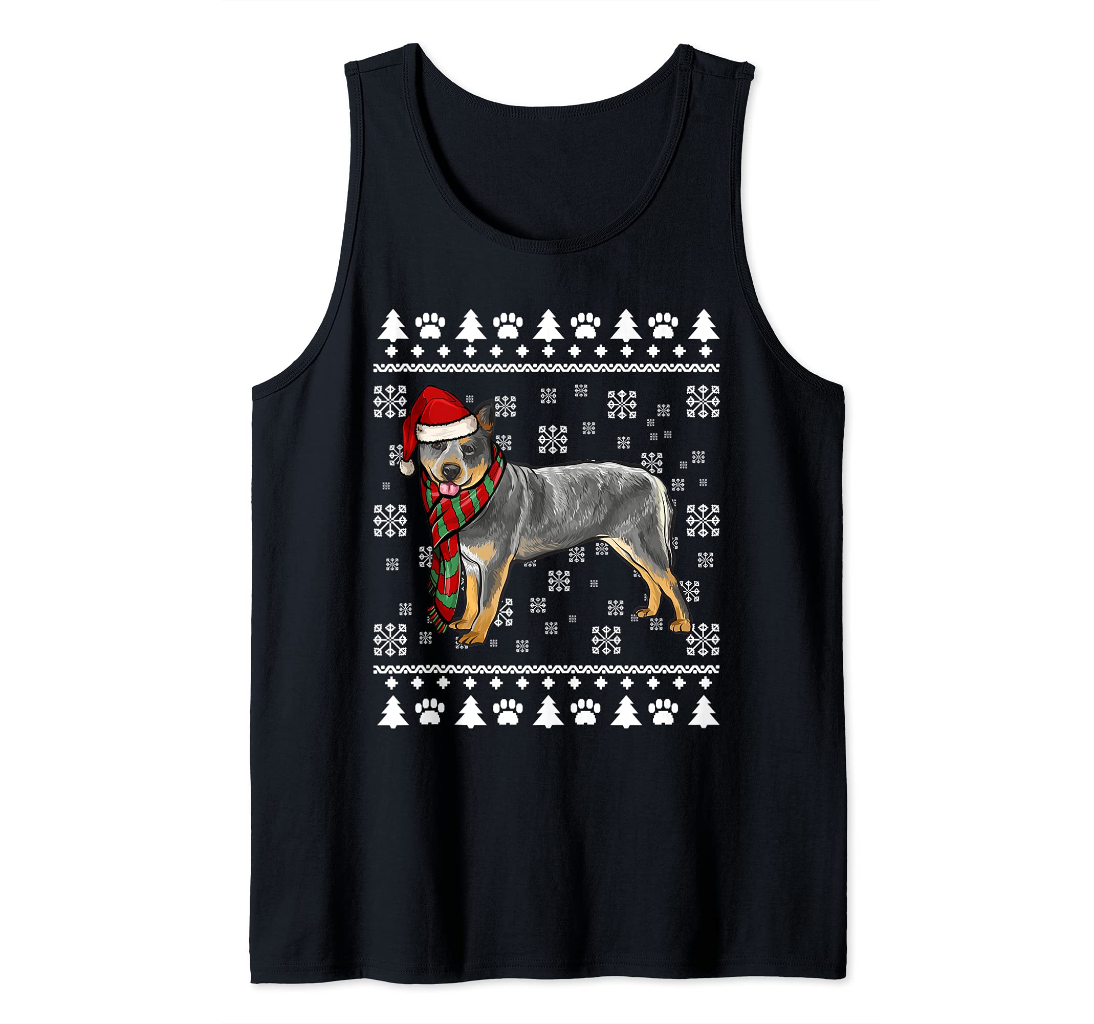 Australian Cattle Dog Santa Hat Xmas Ugly Christmas Tank Top