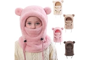 Ski Balaclava for Kids,Windproof Fleece Winter Balaclava Hat & Neck Warmer Neck Scarf Set for Toddlers and Kids