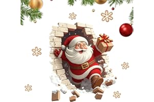 Santa Claus Wall Stickers, Santa Claus Breaking Wall Sticker Christmas Decor, Festive Decal, for Home Party Living Room Bedro