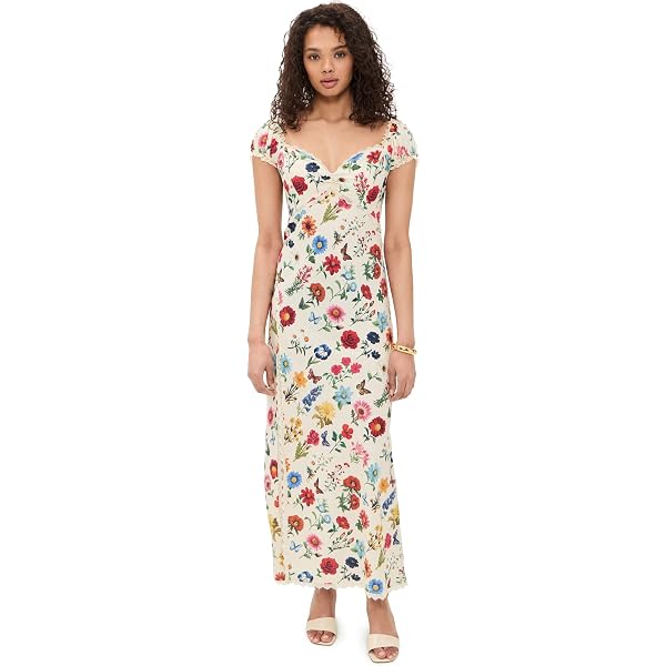 White Smocked Back Midi Dress with Puff Sleeves by Show Me Your Mumu at  Amazon Women's Clothing store