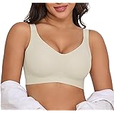 Xcutting Lace Vertical Stripe Pull Up Bras for Women No Underwire Wireless Seamless Bralette Comfort Supportive Full Coverage