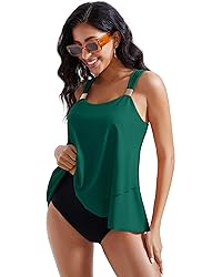 RXRXCOCO Women Tankini Bathing Suits Ruffle High