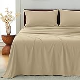 GOKOTTA 4-Pcs King Size Sheets Set, 10-16" Deep Pocket, Non-Slip Elastic Corner Straps, Washed & Brushed Microfiber Polyester - Hotel Luxury, Ultra Soft, Breathable, Wrinkle-Free, Hypoallergenic - Tan