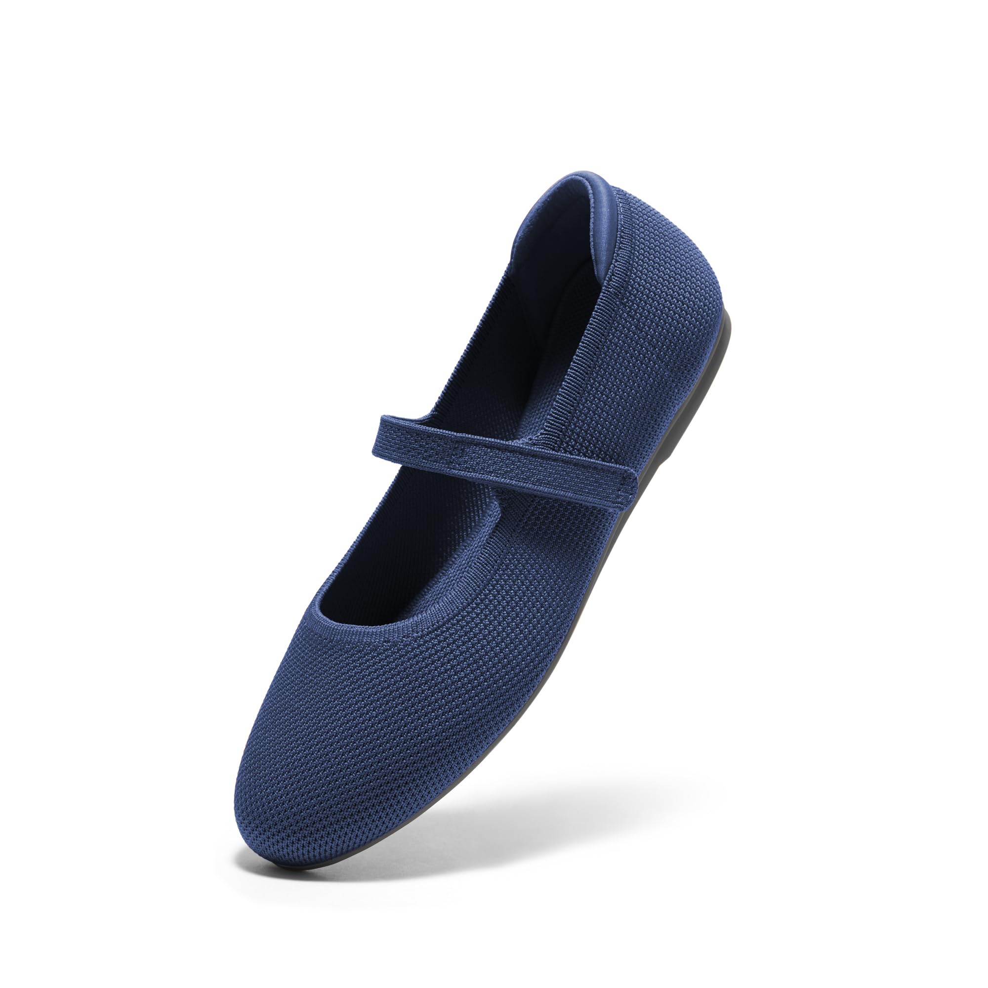 Arromic Ballet Flats for Women Round Toe Mary Jane Shoes Comfortable Dressy Women Flats Adjustable Straps Washable Knit Slip On Shoes Navy Image