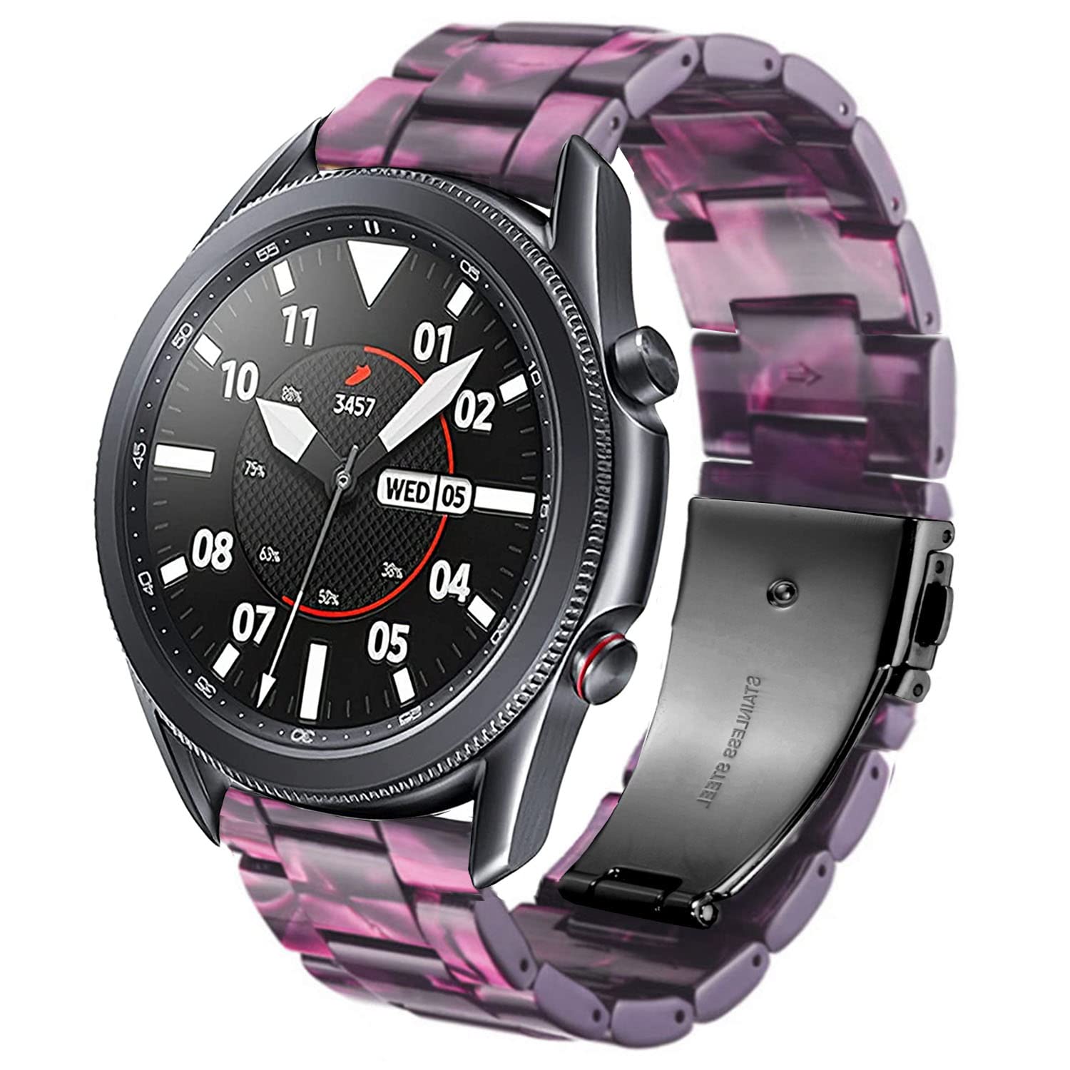 DEALELE Strap Compatible with Samsung Gear S3 Frontier/Classic/Galaxy Watch 46mm / Galaxy 3 45mm, 22mm Colorful Resin Bracelet Replacement for Huawei Watch 3 / GT2 46mm (Purple)