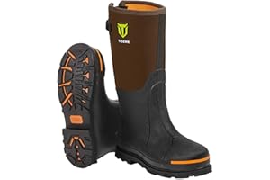 TIDEWE Rubber Work Boot for Men with Steel Toe & Shank, Waterproof Anti Slip Hunting Boot, 6mm Neoprene Hunting Boot, Sturdy 