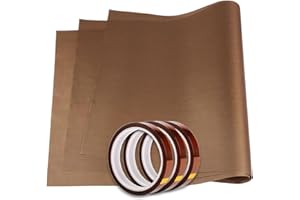REART PTFE Teflon Sheet 16 x 20 Heat Tape Heat Resistant Tape, Heat Press Transfer Sheet 3 Pack Non Stick & Heat Tape Heat Transfer Tape 3 Pack 10mm X 33m 108ft